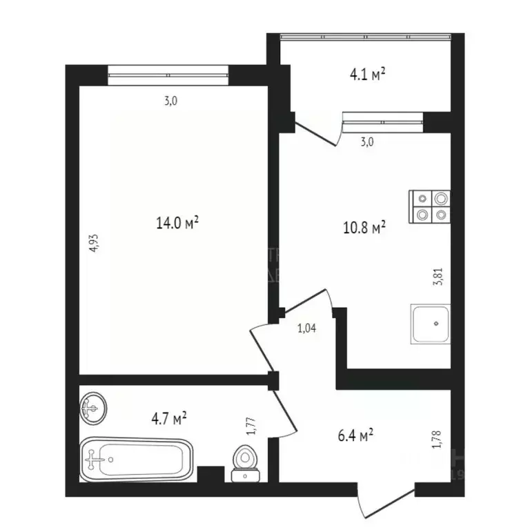 1-к кв. Тюменская область, Тюмень ул. Николая Зелинского, 23 (36.6 м) - Фото 1