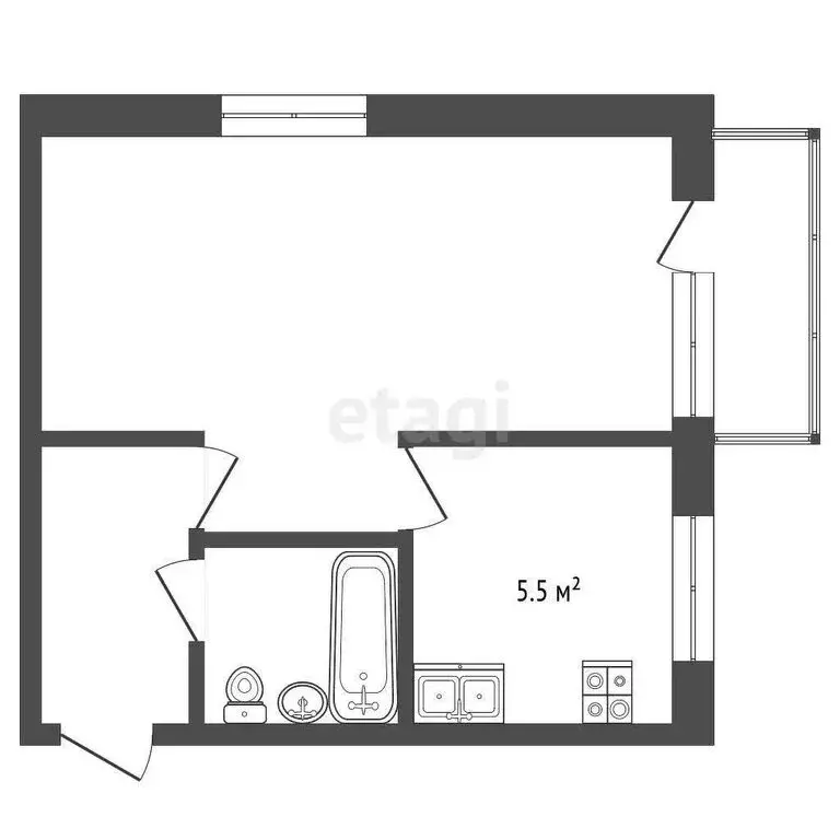 1-комнатная квартира: посёлок Радужный, 6 (30.9 м) - Фото 0