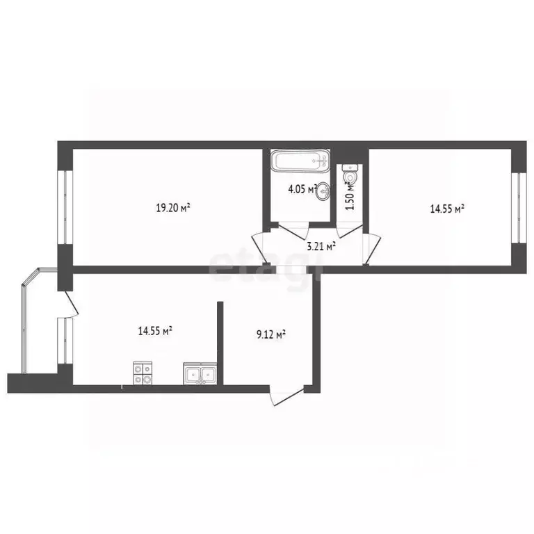 2-к кв. Тюменская область, Тюмень ул. Николая Семенова, 27к1 (66.1 м) - Фото 1