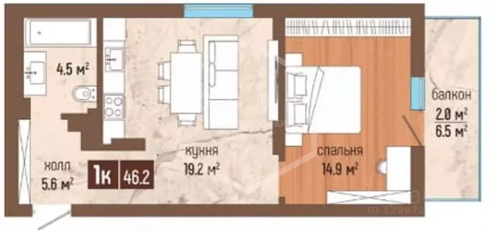 1-к кв. Калининградская область, Светлогорск Дачная ул., 6к1 (44.2 м) - Фото 2