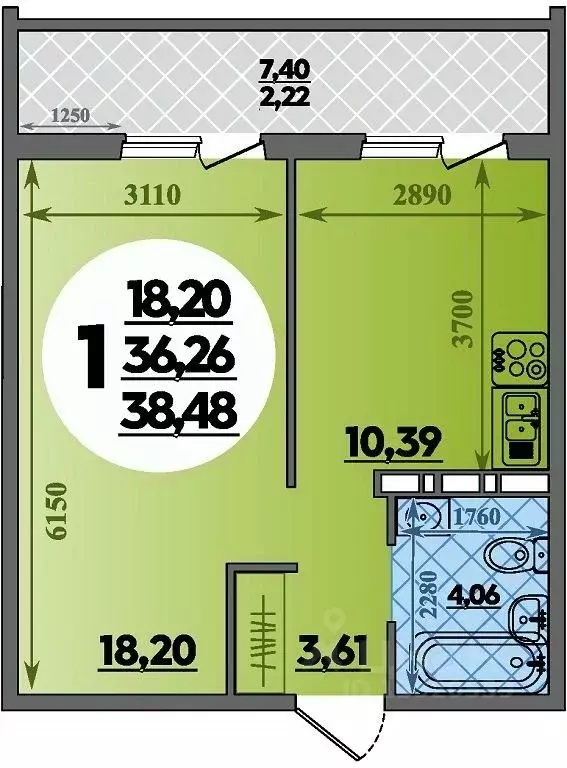 1-к кв. Краснодарский край, Краснодар ул. Генерал-лейтенанта ... - Фото 0