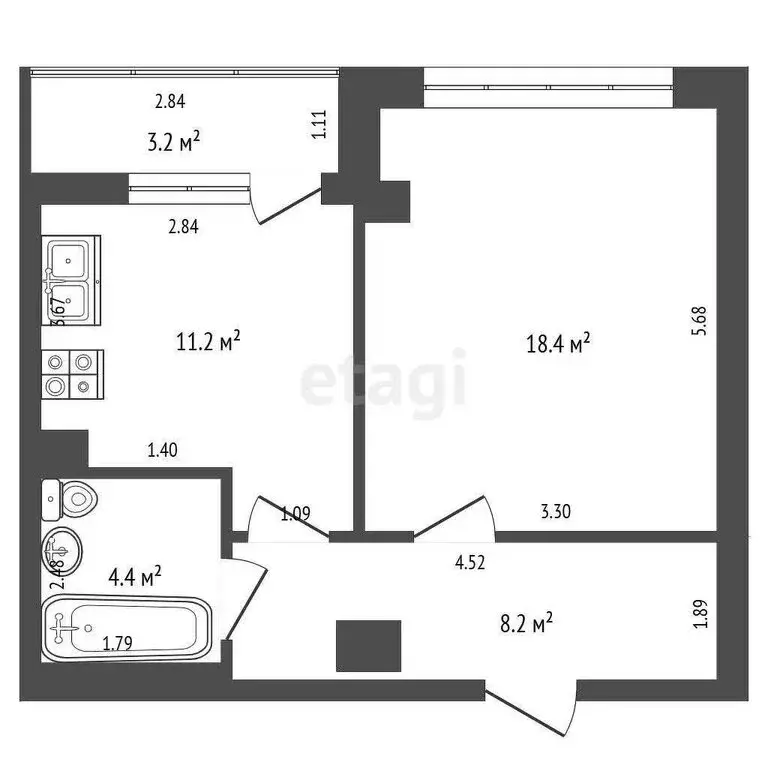 1-комнатная квартира: Якутск, улица Чепалова, 37 (42.2 м) - Фото 0