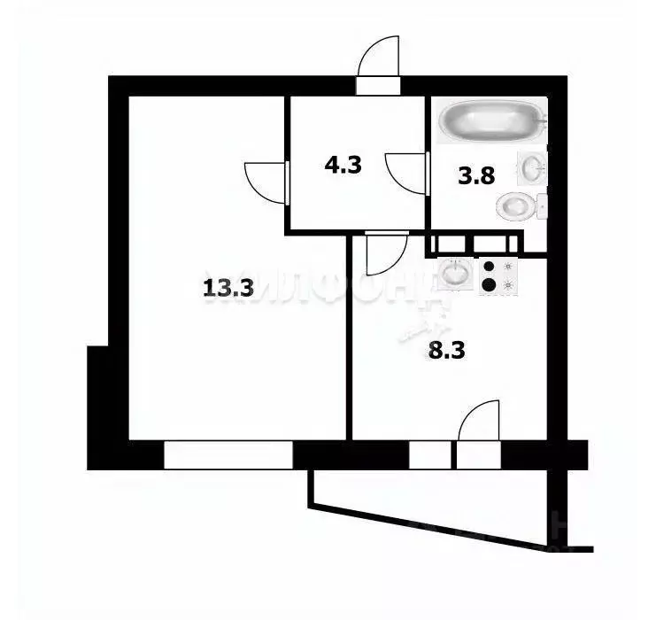 1-к кв. Новосибирская область, Новосибирск ул. Ясный Берег, 9 (33.0 м) - Фото 0