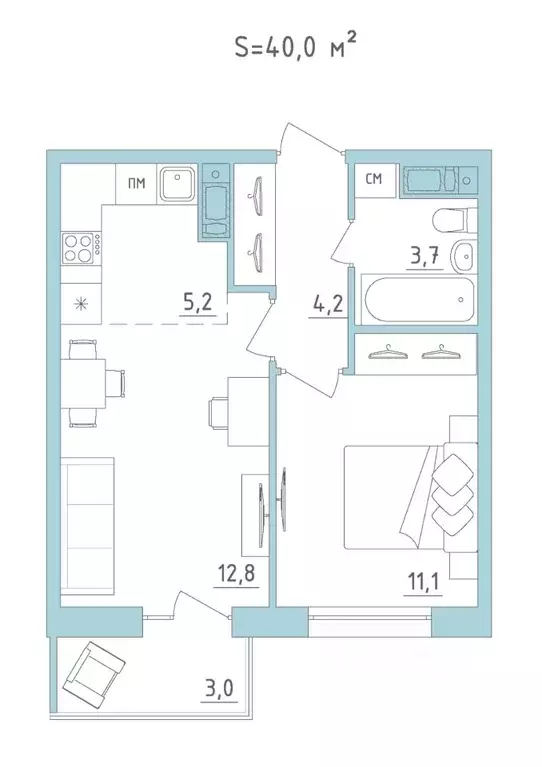 2-к кв. Карелия, Петрозаводск ул. Лермонтова, 2 (40.0 м) - Фото 0