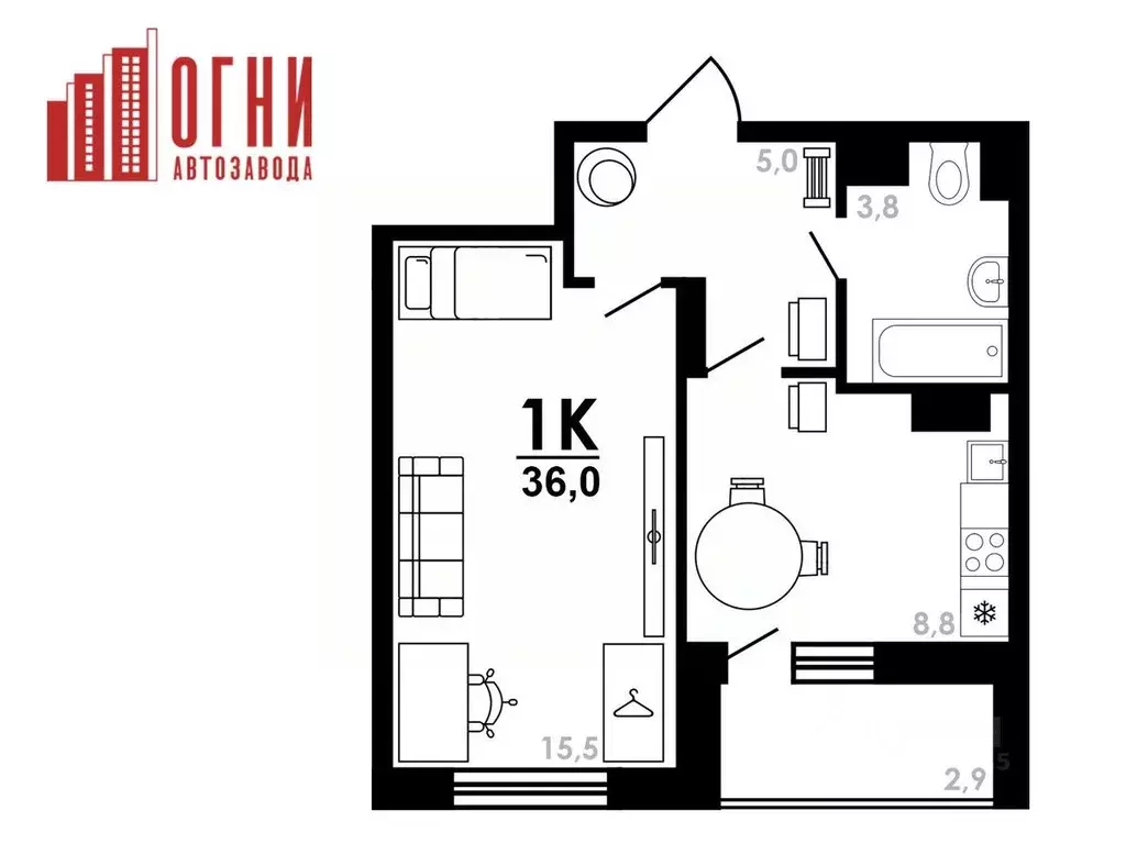 1-к кв. Нижегородская область, Нижний Новгород Коломенская ул., 8к4 ... - Фото 1