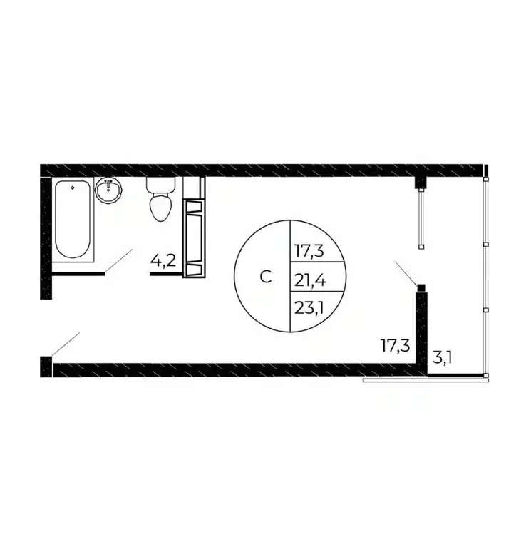 Студия Ростовская область, Аксай пер. Пушкина, 2 (23.0 м) - Фото 1
