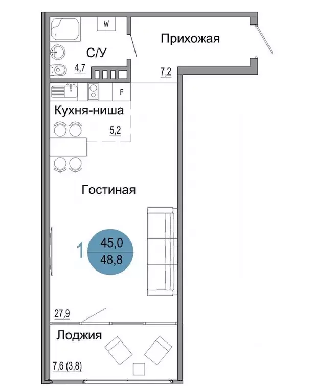 1-к кв. Крым, Керчь Белый город жилой комплекс (48.8 м) - Фото 0