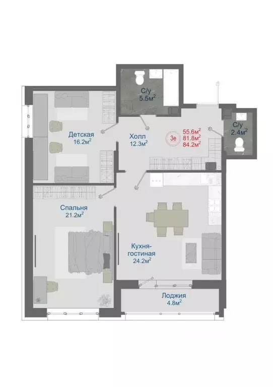 3-к кв. Воронежская область, Новоусманский район, пос. Отрадное ул. ... - Фото 1