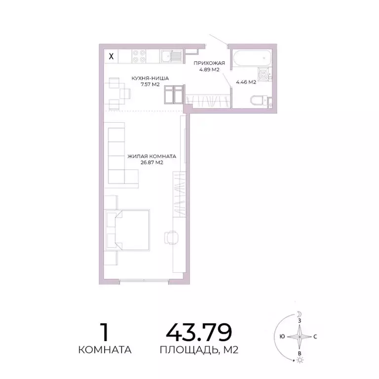 1-к кв. Пензенская область, Пенза Побочинская ул., с18 (43.79 м) - Фото 0