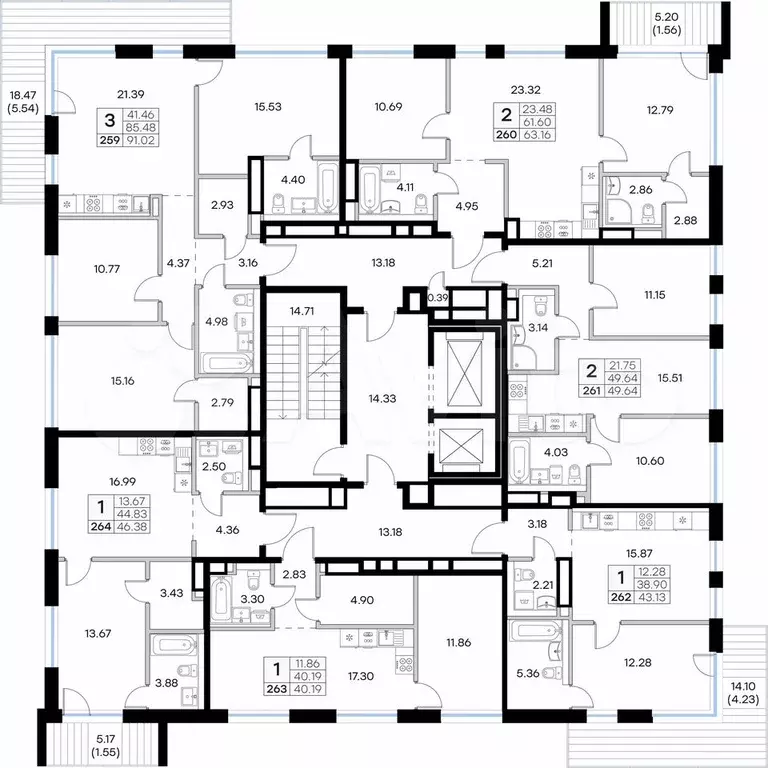 3-к. квартира, 91 м, 3/8 эт. - Фото 1