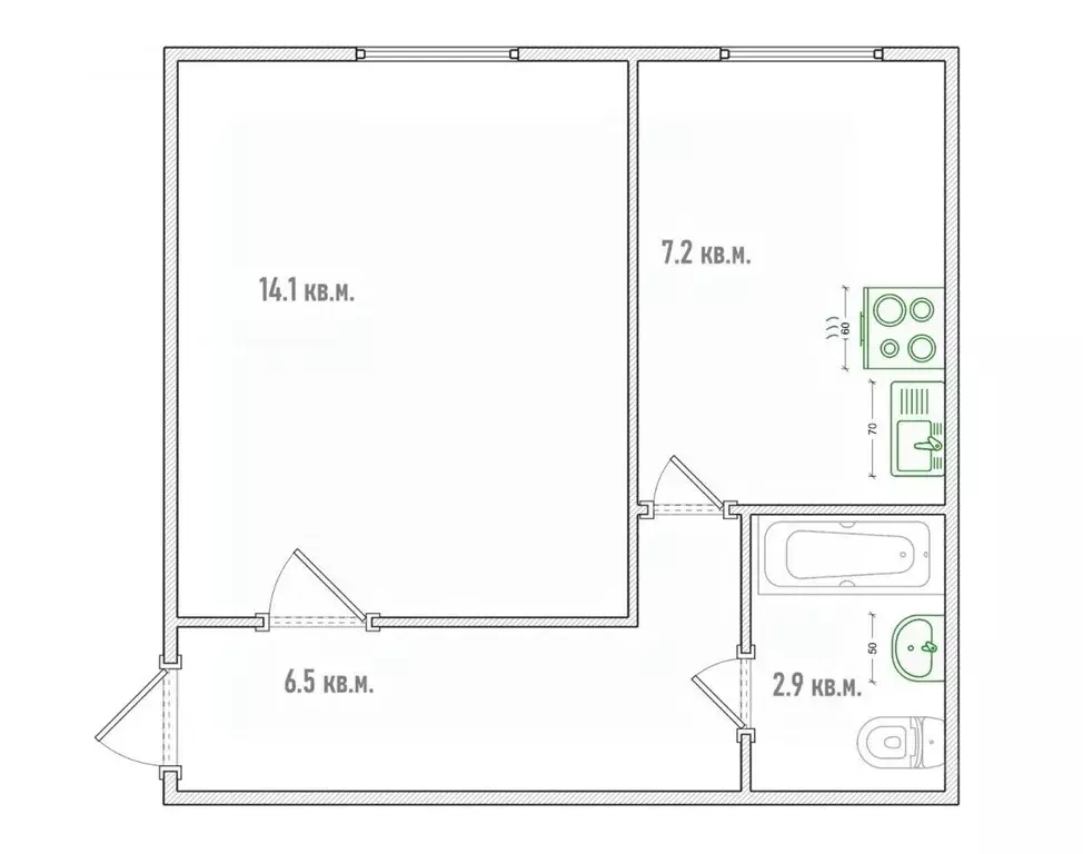1-к кв. Омская область, Любинский район, Красный Яр рп Дорожная ул., 9 ... - Фото 2