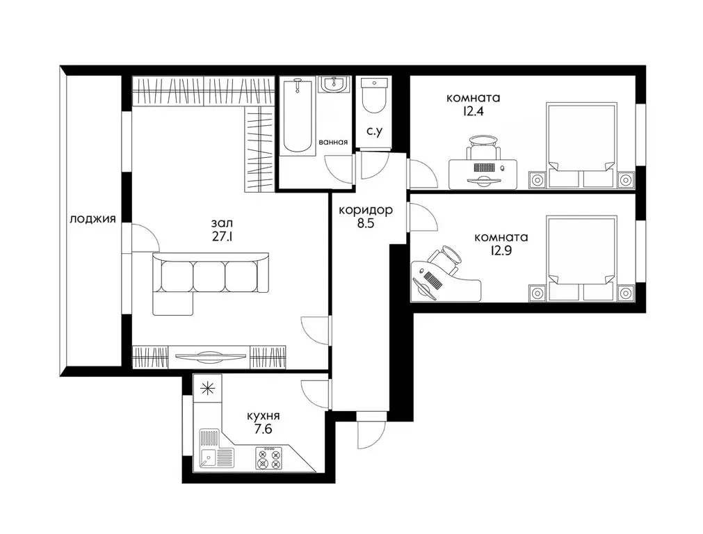 Продаётся 3-к квартира, 73.9 м - Фото 1