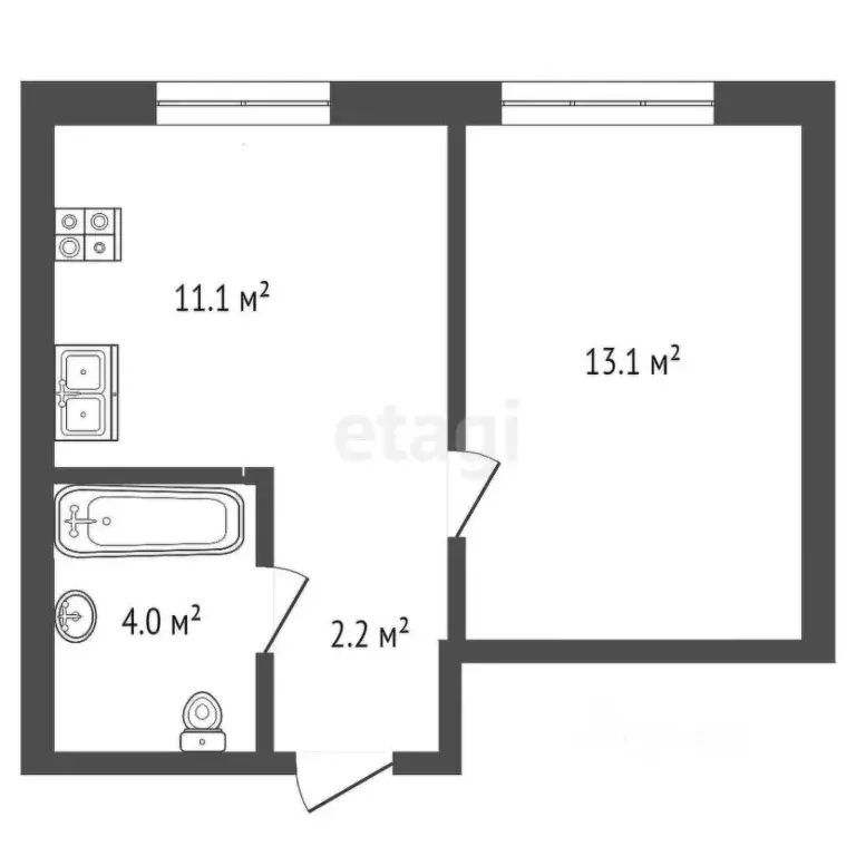 1-к кв. Тюменская область, Тюмень ул. Республики, 204к12 (30.4 м) - Фото 1