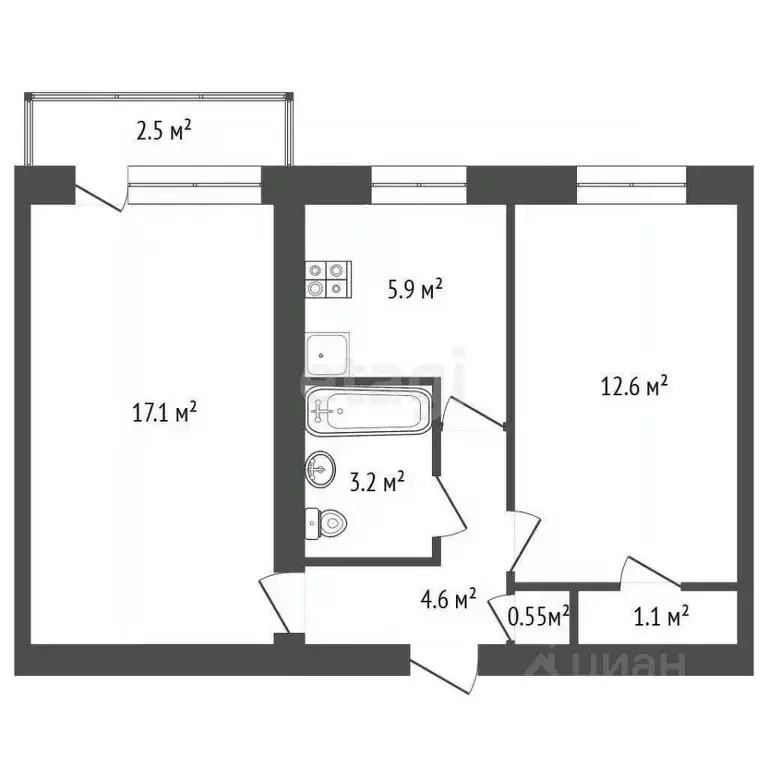 2-к кв. Краснодарский край, Краснодар ул. Красных Партизан, 161/3 ... - Фото 2