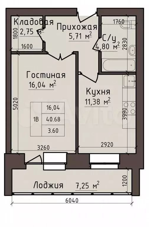 1-к. квартира, 44,3 м, 5/5 эт. - Фото 0