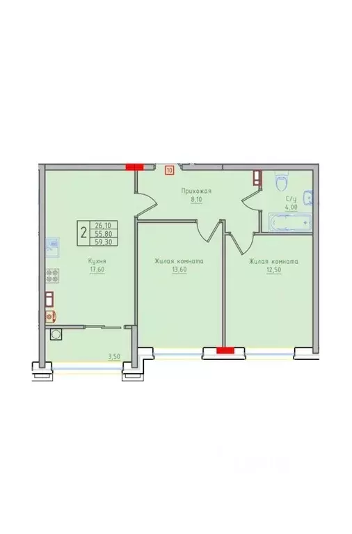 2-к кв. Ставропольский край, Невинномысск ул. Имени Героя России ... - Фото 0