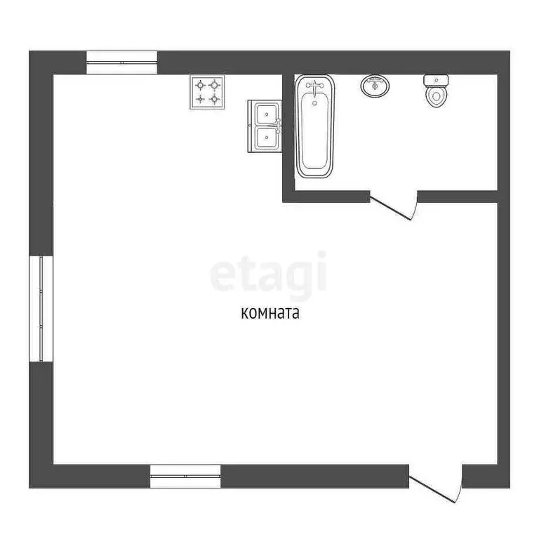 Квартира-студия: Заводоуковск, Солнечная улица, 15 (40 м) - Фото 1