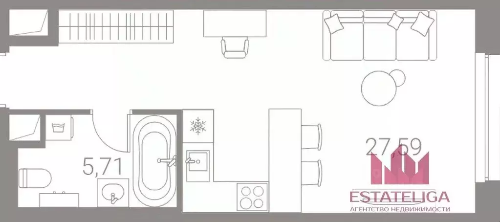 Квартира, студия, 32.6 м - Фото 2