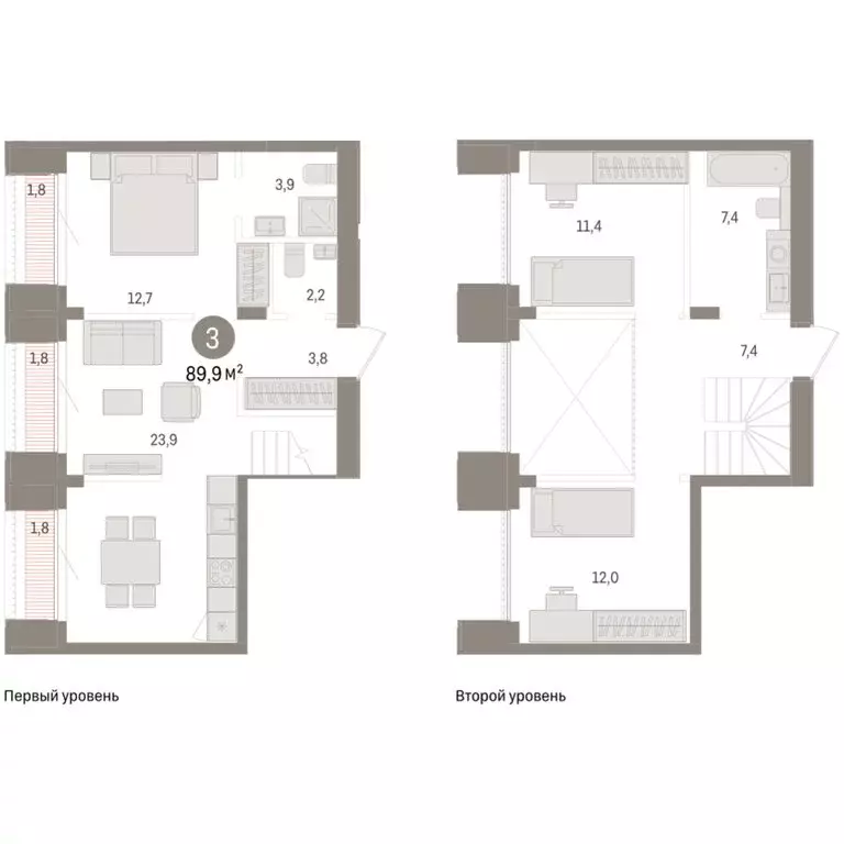 3-комнатная квартира: Новосибирск, улица Аэропорт, 90 (89.92 м) - Фото 2