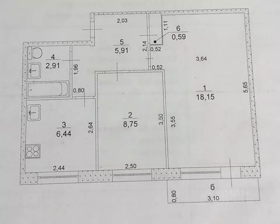 2-к кв. Ульяновская область, Ульяновск Октябрьская ул., 41 (43.5 м) - Фото 2