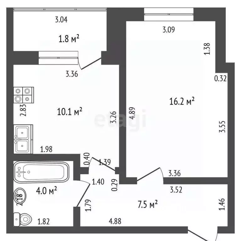 1-к кв. Мордовия, Рузаевка ул. Юрасова, 19А (37.8 м) - Фото 2