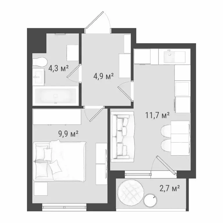 2-комнатная квартира: Ижевск, Воткинское шоссе, 83к1 (33.1 м) - Фото 1