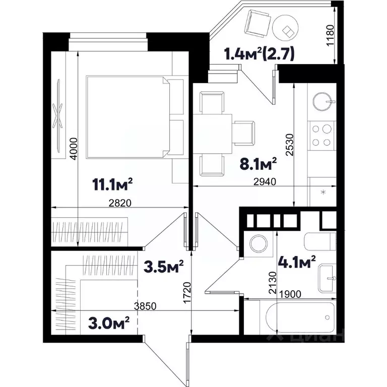 1-к кв. Краснодарский край, Краснодар ул. Имени Генерала Корнилова, 16 ... - Фото 0