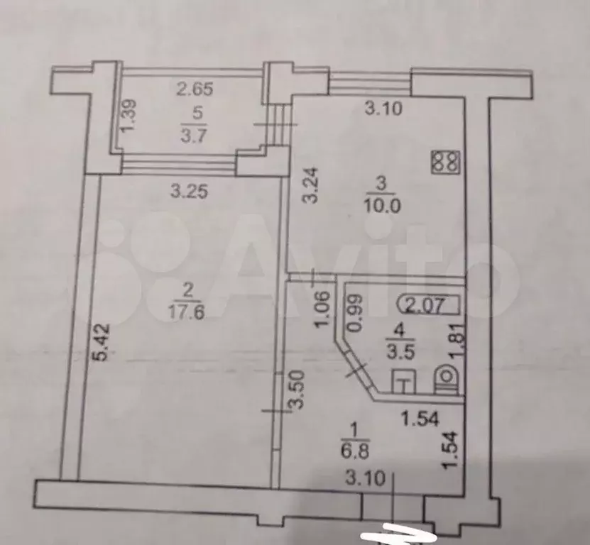 1-к. квартира, 41,6 м, 5/5 эт. - Фото 0