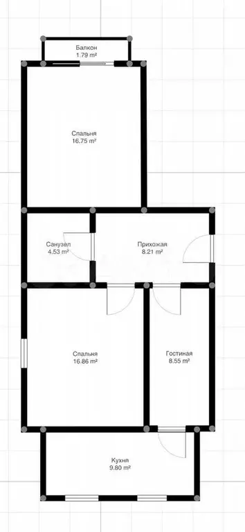 3-к. квартира, 65 м, 1/10 эт. - Фото 0