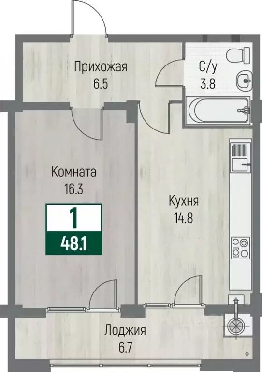 1-к кв. Ставропольский край, Ставрополь №31 мкр, Дубровский жилой ... - Фото 1