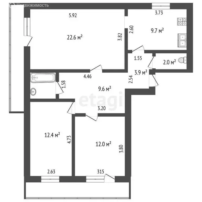 3-комнатная квартира: Нальчик, улица Идарова, 36 (77.7 м) - Фото 0