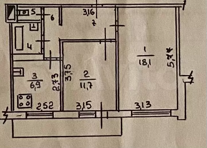2-к. квартира, 50 м, 1/9 эт. - Фото 0