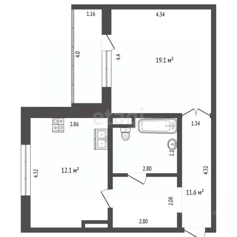 1-к кв. Ханты-Мансийский АО, Нягань 7-й мкр, 3 (52.7 м) - Фото 1