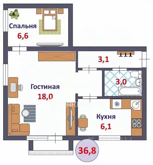 2-к кв. Кировская область, Киров ул. Свердлова, 28 (36.8 м) - Фото 1