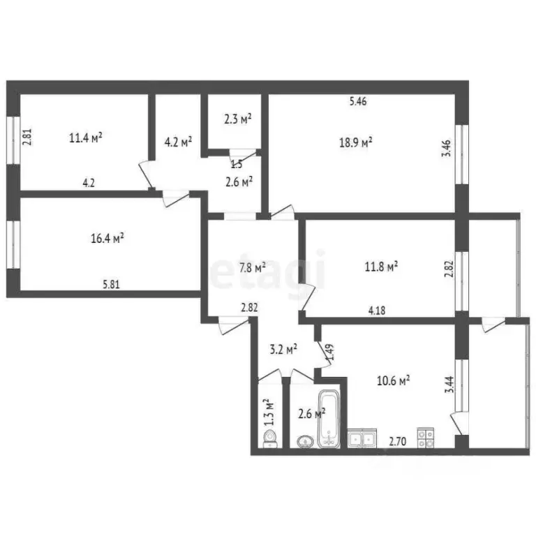 4-к кв. Саха (Якутия), Якутск ул. Петра Алексеева, 83/9 (97.0 м) - Фото 2