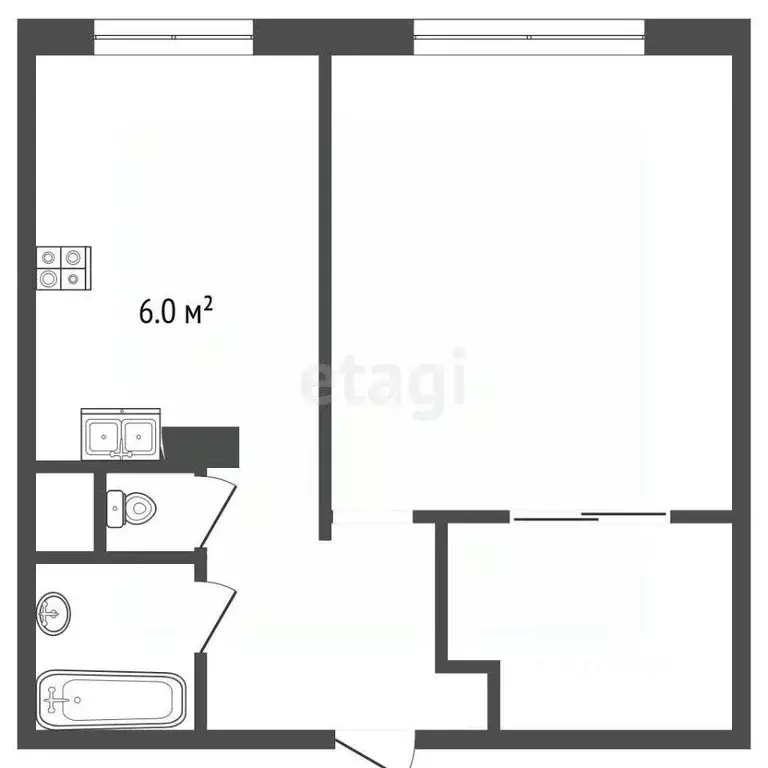 Квартира, 1 комната, 39 м - Фото 1