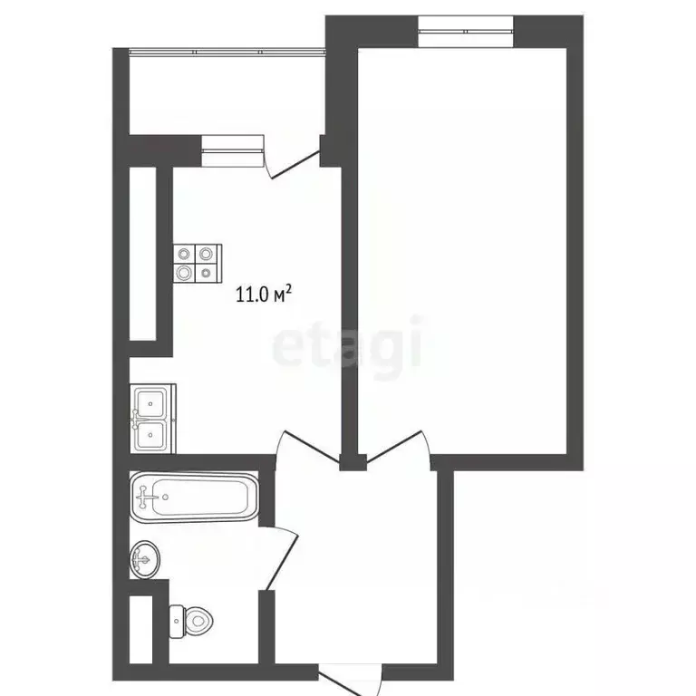 1-к кв. Калининградская область, Калининград ул. Генерал-фельдмаршала ... - Фото 2
