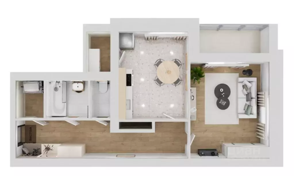 1-к кв. Смоленская область, Смоленск Брестская ул. (54.0 м) - Фото 2