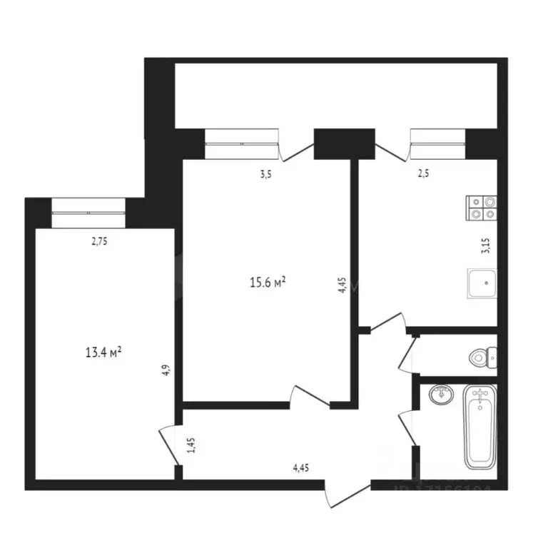 2-к кв. Тюменская область, Тюмень ул. Дружбы, 159 (53.0 м) - Фото 1