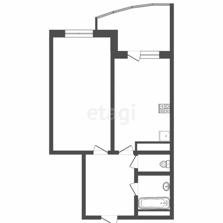 1-комнатная квартира: Тюмень, улица Бориса Опрокиднева, 2к1 (39.4 м) - Фото 0