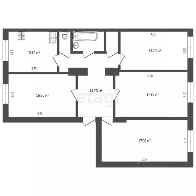 4-к кв. Вологодская область, Вологда Пролетарская ул., 73 (96.1 м) - Фото 1