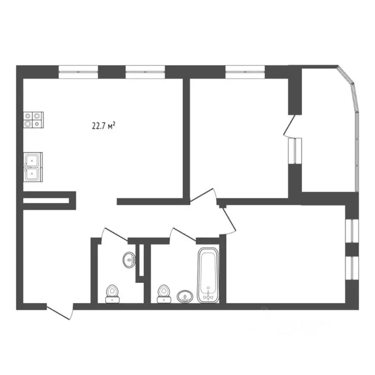 2-к кв. Тюменская область, Тюмень ул. Николая Машарова, 2 (74.5 м) - Фото 2