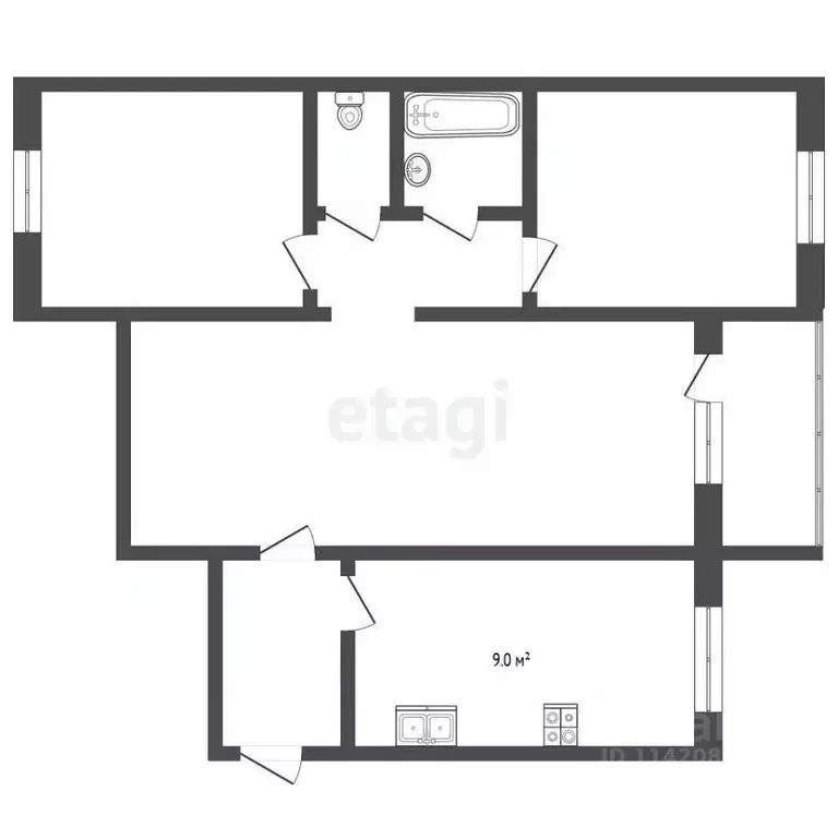 3-к кв. Воронежская область, Борисоглебск Аэродромная ул., 29 (68.6 м) - Фото 1