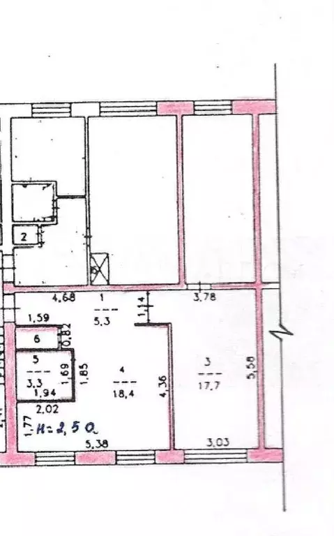 2-к. квартира, 60,8м, 1/2эт. - Фото 1