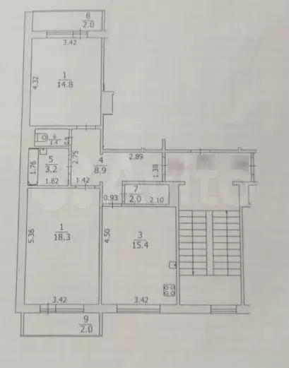 2-к. квартира, 68 м, 5/5 эт. - Фото 0