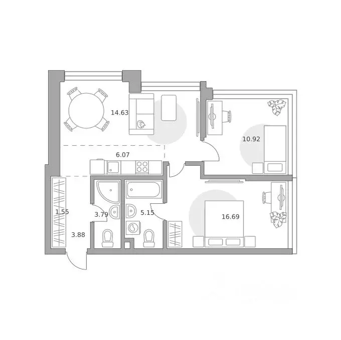 2-к кв. Москва ул. Народного Ополчения, 34С4 (62.68 м) - Фото 1