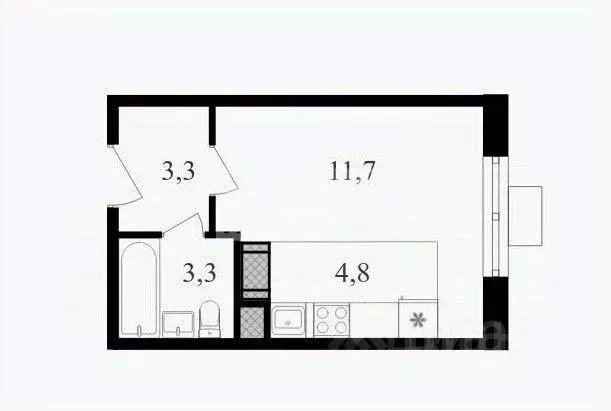 Студия Москва ул. Берзарина, 32 (24.0 м) - Фото 1