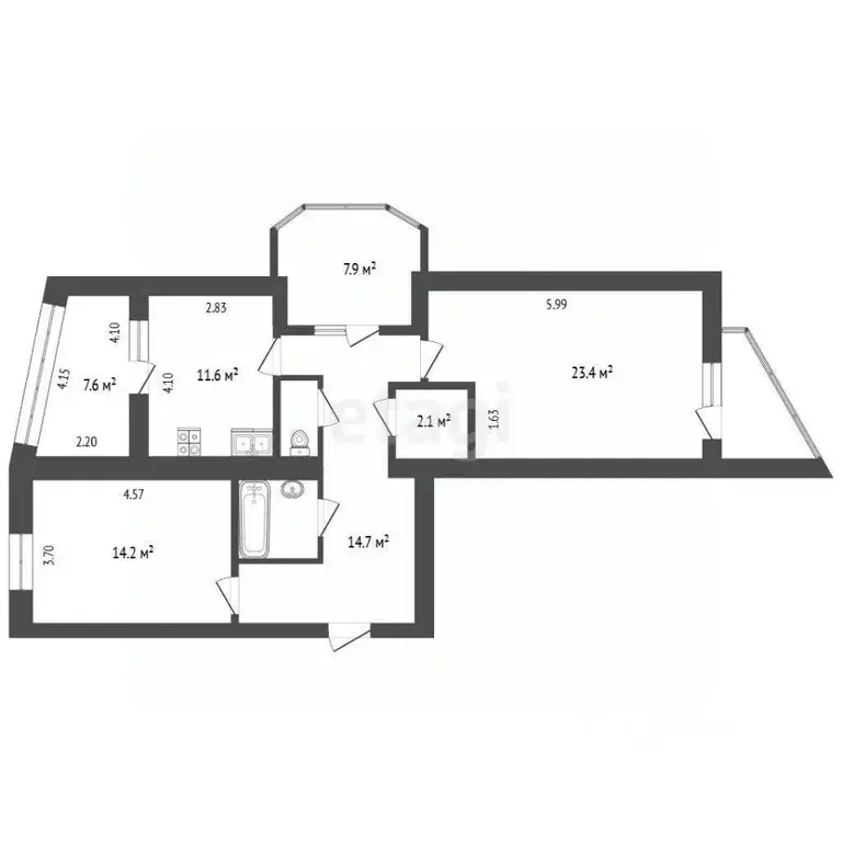 3-к кв. Ставропольский край, Кисловодск городской округ, пос. ... - Фото 2