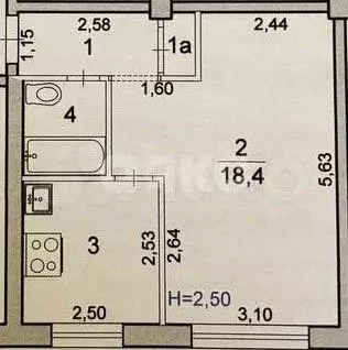 1-к. квартира, 31,3 м, 1/5 эт. - Фото 0
