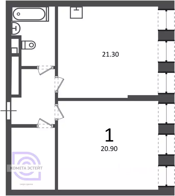 1-к кв. Москва ул. Светланова, 11к2 (59.2 м) - Фото 2